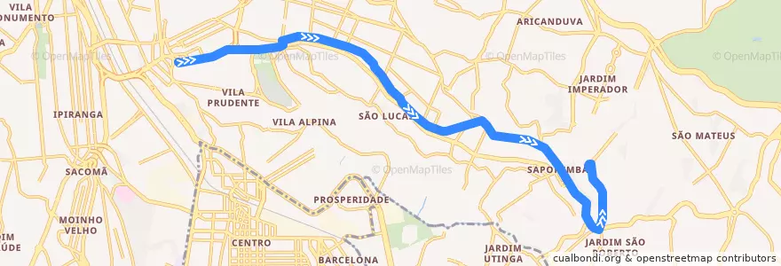 Mapa del recorrido 364A-21 COHAB Teotônio Vilela de la línea  en ساو باولو.
