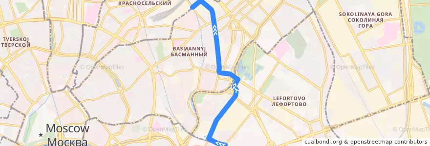 Mapa del recorrido Автобус 425: платформа Серп и Молот - Ольховская улица de la línea  en Moskou.