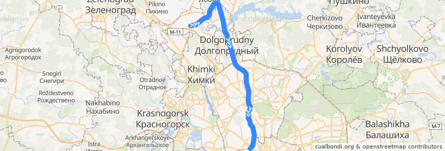 Mapa del recorrido Аэроэкспресс: Шереметьево -> Белорусский вокзал de la línea  en Центральный федеральный округ.