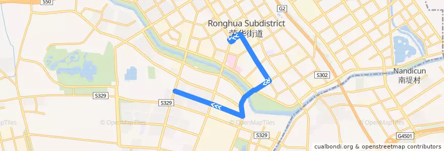 Mapa del recorrido Bus 580: 开发区交通服务中心 => 泰河一街西口 de la línea  en Daxing District.