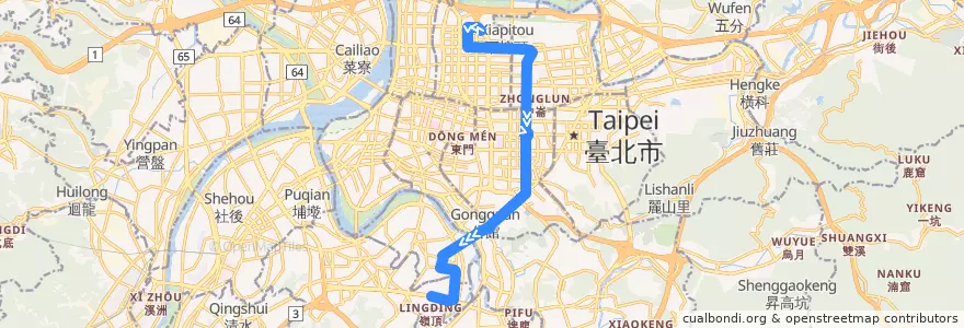 Mapa del recorrido 臺北市 688往程 (建國北路-中和) de la línea  en Nuova Taipei.