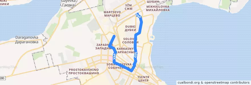 Mapa del recorrido Трамвай 7 de la línea  en Taganrog City District.