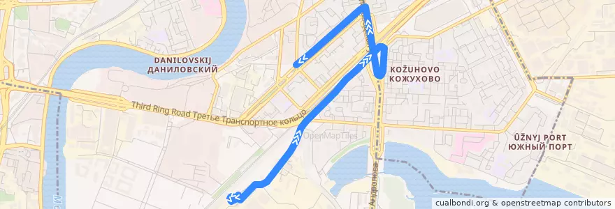 Mapa del recorrido Автобус 322: Станция ЗИЛ => Метро "Автозаводская" de la línea  en Moskau.