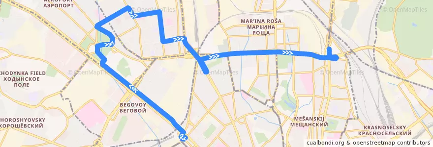 Mapa del recorrido Автобус 84: Тверская Застава => Рижский вокзал de la línea  en Москва.