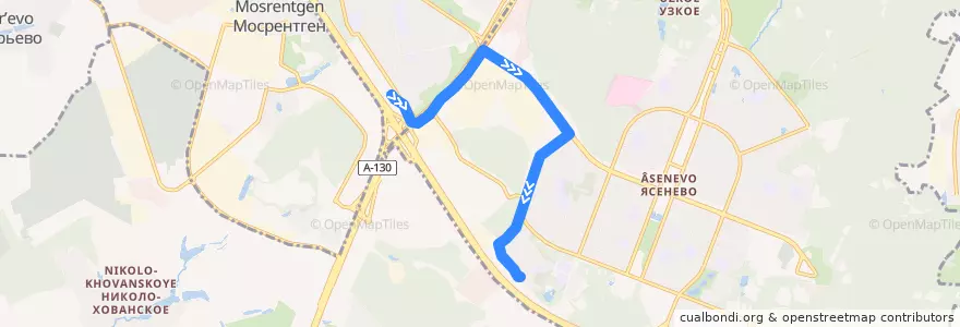 Mapa del recorrido Автобус 647: 5-й микрорайон Тёплого Стана => Проезд Одоевского de la línea  en モスクワ.