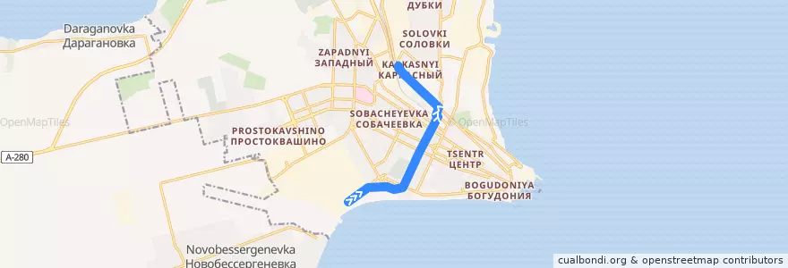 Mapa del recorrido Трамвай 1-3 de la línea  en Taganrog City District.