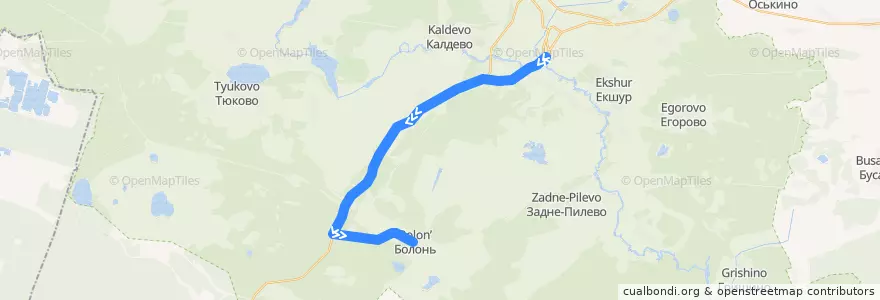 Mapa del recorrido Автобус №148: Спас-Клепики - Болонь de la línea  en Klepikovsky District.
