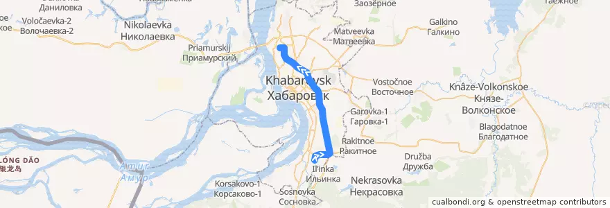 Mapa del recorrido Маршрутное такси 81: Индустриальный посёлок - Северный микрорайон de la línea  en ハバロフスク地区.