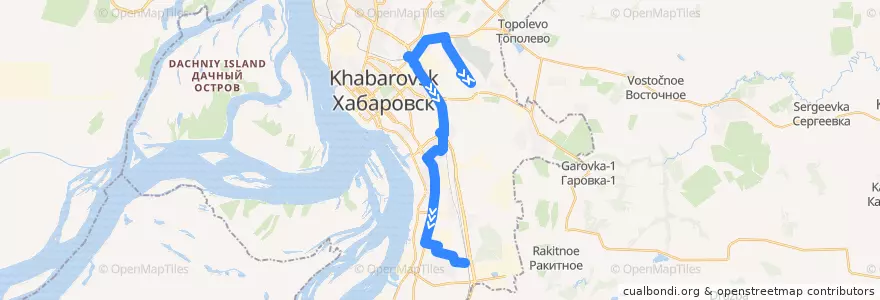 Mapa del recorrido Маршрутное такси 85: МТЦ "Выборгский" - Рубероидный завод de la línea  en Khabarovsk.