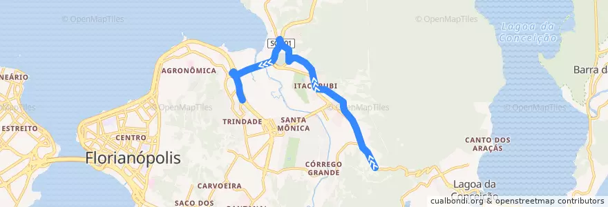 Mapa del recorrido Ônibus 165: Itacorubi, Bairro => TITRI de la línea  en Florianópolis.