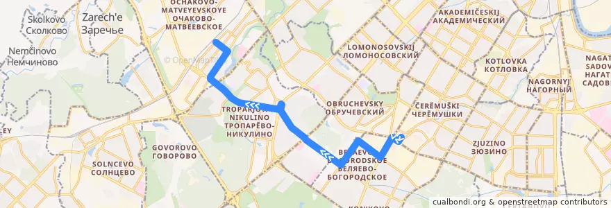 Mapa del recorrido Автобус 226: Метро «Калужская» => Станция Очаково de la línea  en Moscou.