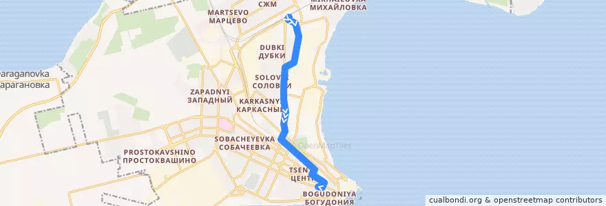 Mapa del recorrido Трамвай 2 de la línea  en Taganrog City District.