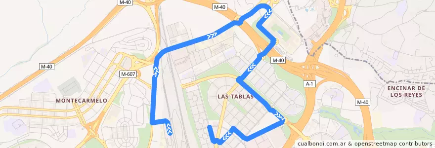 Mapa del recorrido Bus T61: Fuencarral → Las Tablas de la línea  en مدريد.