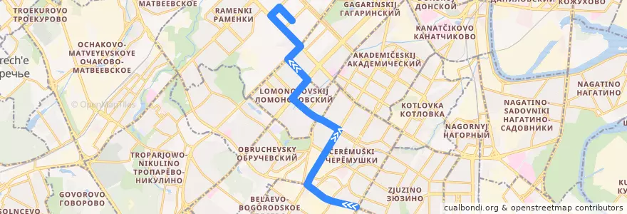 Mapa del recorrido Автобус 1: Севастопольский проспект - ДК МГУ de la línea  en Москва.