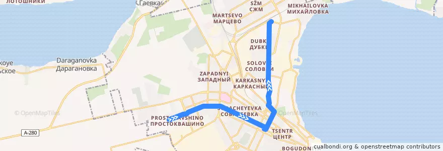 Mapa del recorrido Троллейбус 5 de la línea  en Taganrog City District.