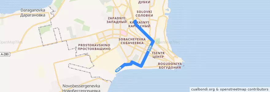 Mapa del recorrido Троллейбус 7 de la línea  en городской округ Таганрог.