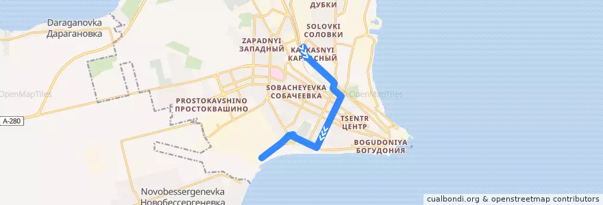 Mapa del recorrido Троллейбус 7 de la línea  en Taganrog City District.