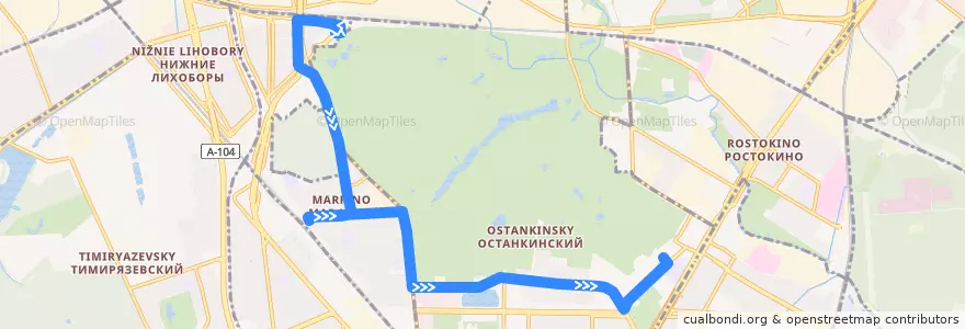 Mapa del recorrido Автобус 76: Метро «Владыкино» => ВДНХ (северная) de la línea  en Северо-Восточный административный округ.