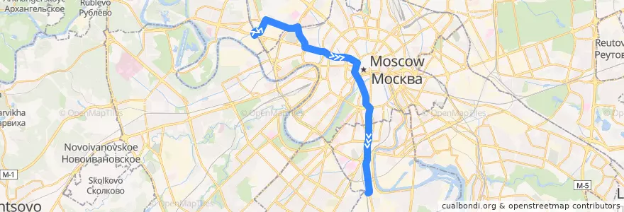 Mapa del recorrido Автобус м6: Силикатный завод => Метро «Нагатинская» de la línea  en Moskou.