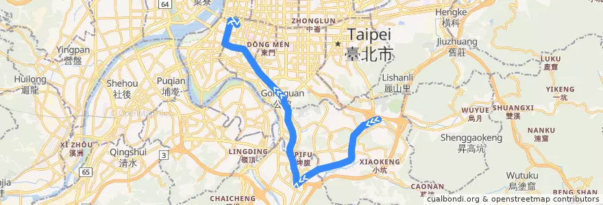 Mapa del recorrido 臺北市 252 木柵站-台北車站 (往程) de la línea  en Тайбэй.