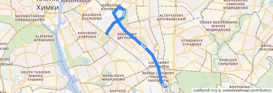 Mapa del recorrido Автобус 191: метро "Петровско-Разумовская" - станция "Ховрино" de la línea  en Nördlicher Verwaltungsbezirk.