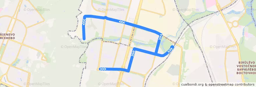Mapa del recorrido Автобус №680: Улица Академика Янгеля - 16-й микрорайон Чертанова de la línea  en Südlicher Verwaltungsbezirk.