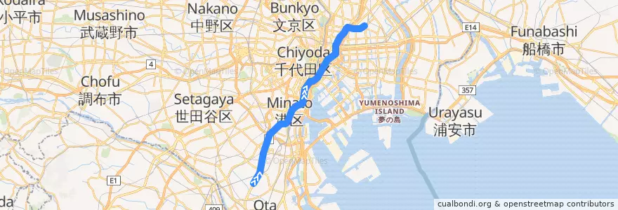 Mapa del recorrido 都営浅草線 : 西馬込→押上 de la línea  en Tokyo.