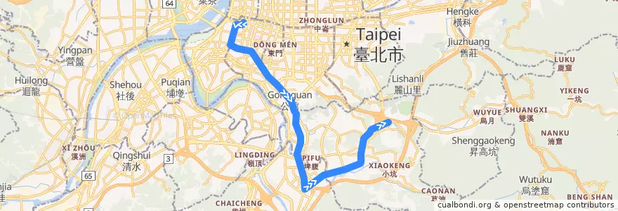 Mapa del recorrido 臺北市 252 木柵站-台北車站 (返程) de la línea  en Taipéi.