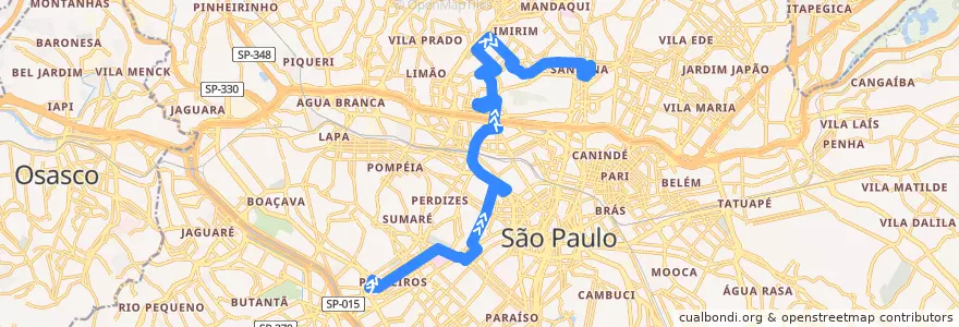 Mapa del recorrido 177H-21 Metrô Santana de la línea  en São Paulo.