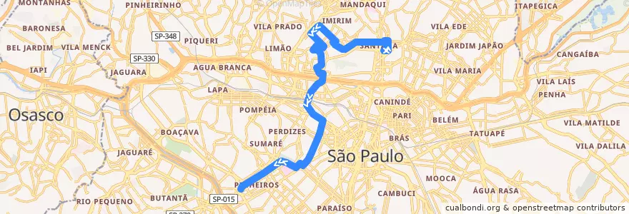 Mapa del recorrido 177H-21 Pinheiros de la línea  en Сан-Паулу.