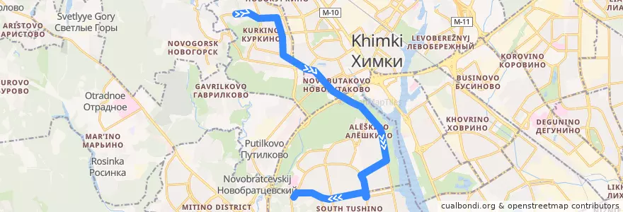 Mapa del recorrido Автобус №212: Братцево - Юрово de la línea  en Москва.