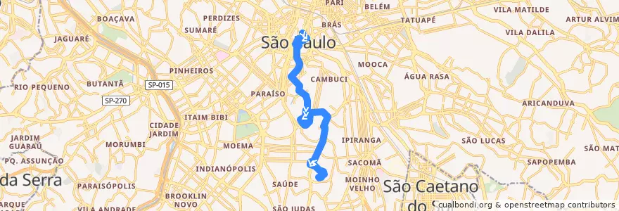 Mapa del recorrido 4114-10 Vila Gumercindo de la línea  en São Paulo.