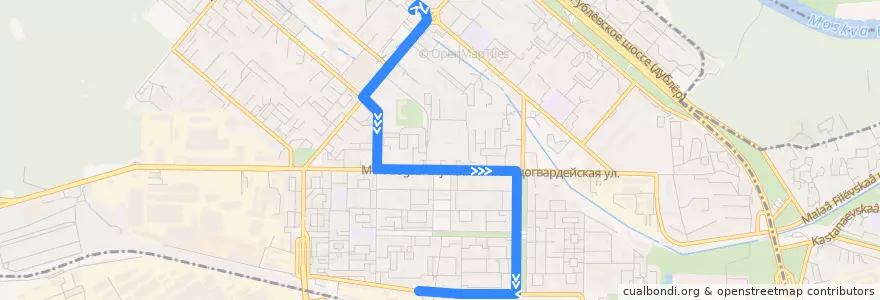 Mapa del recorrido Автобус 757: Метро "Молодёжная" - Платформа Рабочий посёлок de la línea  en Западный административный округ.