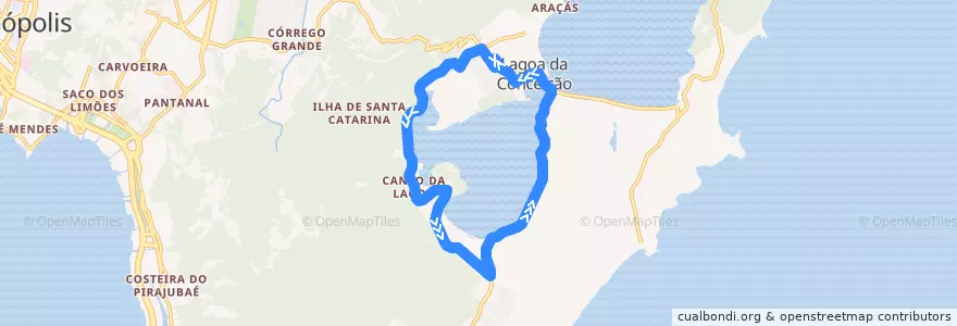Mapa del recorrido Ônibus 364: Osni Ortiga de la línea  en فلوريانوبوليس.