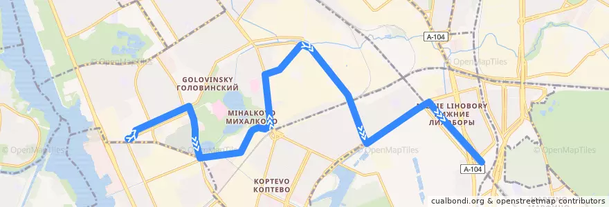 Mapa del recorrido Автобус 123: Метро "Водный стадион" => Метро "Петровско-Разумовская" de la línea  en Северный административный округ.