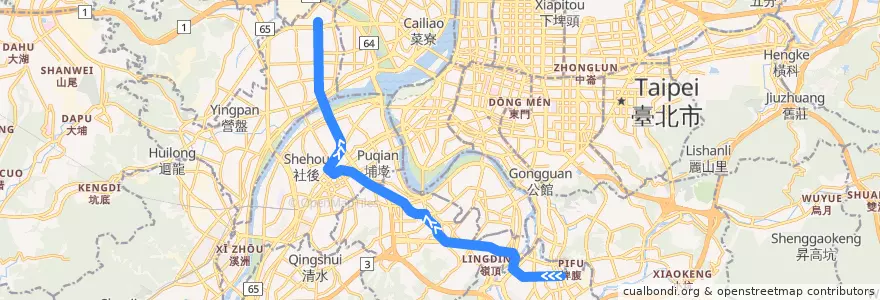 Mapa del recorrido 臺北捷運環狀線 de la línea  en Nuevo Taipéi.