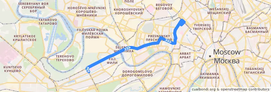 Mapa del recorrido Троллейбус 66: Метро «Филёвский парк» => Тишинская площадь de la línea  en Москва.