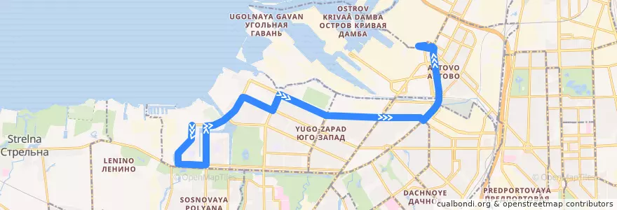 Mapa del recorrido Автобус № 300: Балтийская Жемчужина => Кировский завод de la línea  en Saint-Pétersbourg.