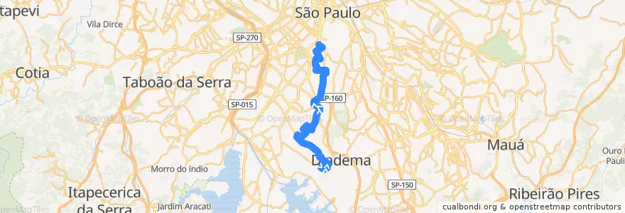 Mapa del recorrido 577T-10 Metrô Ana Rosa de la línea  en São Paulo.