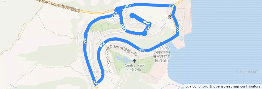 Mapa del recorrido 4S - 愉景灣(北)商業中心 - 尚堤(循環線) Discovery Bay (North) Commercial Centre) -Chanti (Circular Route) de la línea  en 離島區 Islands District.