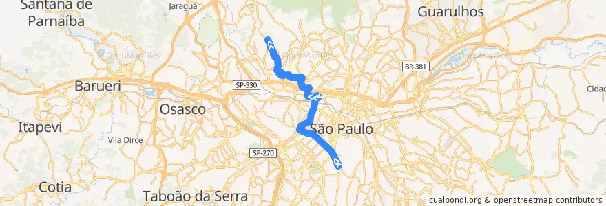 Mapa del recorrido 917M-10 Morro Grande de la línea  en 聖保羅.