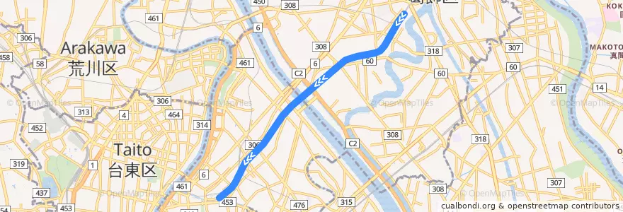 Mapa del recorrido 京成押上線 de la línea  en Токио.