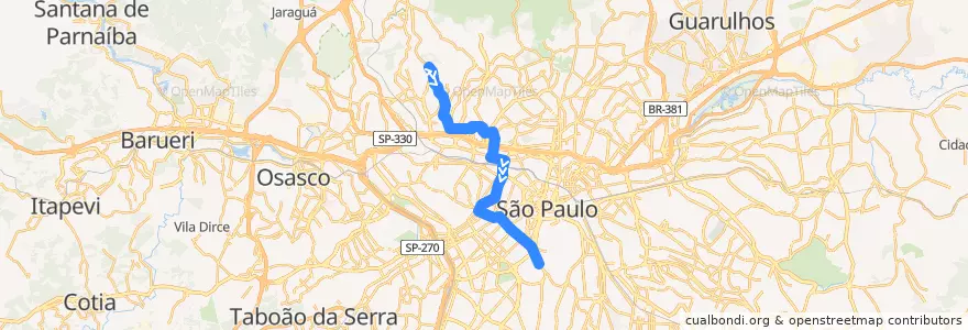 Mapa del recorrido 917M-10 Metrô Ana Rosa de la línea  en São Paulo.
