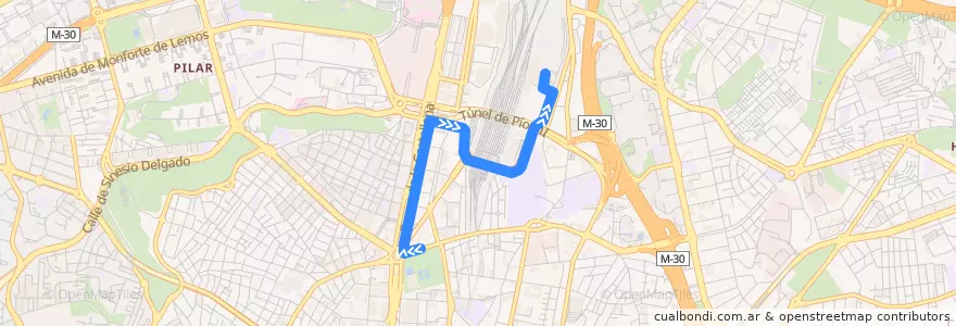 Mapa del recorrido Bus T62: Plaza de Castilla → Estación de Chamartín de la línea  en مادرید.