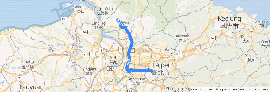 Mapa del recorrido 淡水信義線 de la línea  en Taipei.