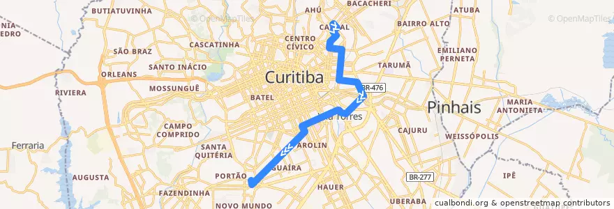 Mapa del recorrido Cabral / Portão de la línea  en Куритиба.