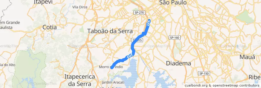 Mapa del recorrido 677A-10 Terminal Jardim Ângela de la línea  en São Paulo.