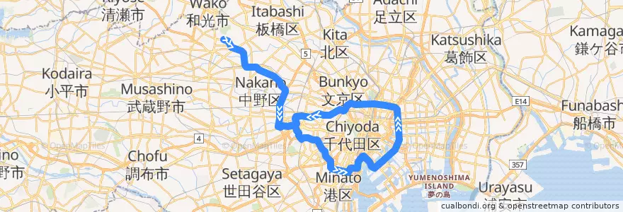 Mapa del recorrido 都営大江戸線 : 光が丘→都庁前 de la línea  en 东京都/東京都.