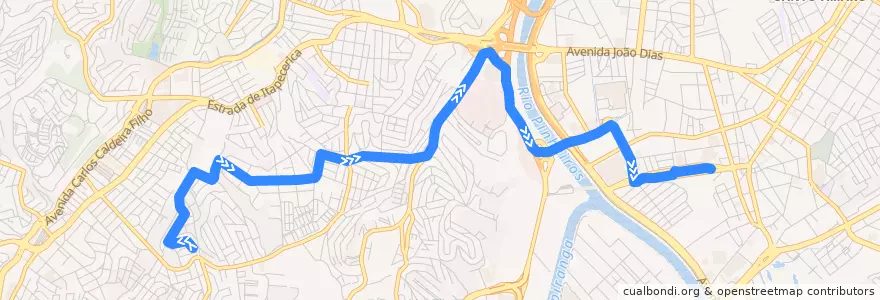 Mapa del recorrido 6043-10 Terminal Santo Amaro de la línea  en 聖保羅.