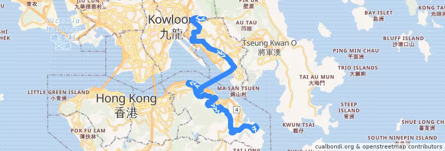 Mapa del recorrido Bus 606 (Choi Wan (Fung Shing Street) → Siu Sai Wan (Island Resort)) de la línea  en 新界.